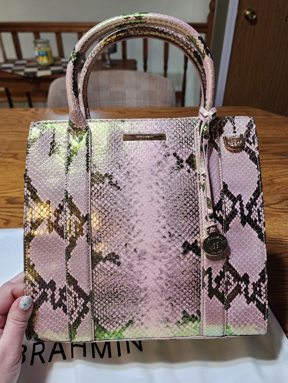NWT Brahmin Small Caroline Blush Belladonna Beautiful Shimmery Shine